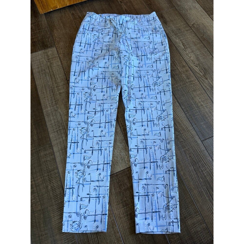Lilly Pulitzer Luxletic Corso Talk Birdie To Me Golf Pants Sz. 4 Crew Blue